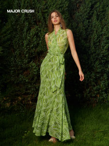 French Print Fresh Green Resort Outfit