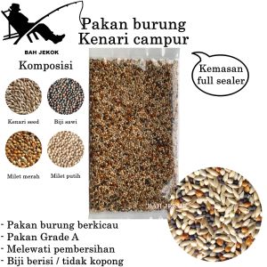 Kenari campur komplit pakan burung Kenari Finch Blackthroat Parkit Lovebird kualitas gacor (1kg)