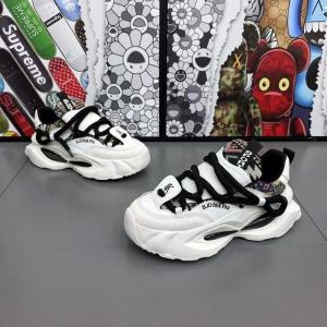 Trendy Dad Shoes Spring 2025 Mens Fashion Printed Embroidered Thick Bottom Heightened Sports Casual Shoes Leather Splicing