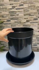 Chậu 32x37 nhựa cứng màu đenchậu cây kiểng chậu hoa chậu tròn cao chậu có khớp nối trụ lớn (Trụ lớn 40-8)