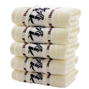 1/5/10PCS Bathroom Gift Bamboo Bath Towels Cover Set Embroidered Shower Towels Luxury Towel Cover Cream White Green Coffee
