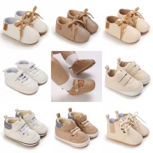 0-1Year New Baby Shoes Retro Leather Boy Girl Shoes Multicolor Toddler Rubber Sole Anti-slip First Walkers Infant Newborn