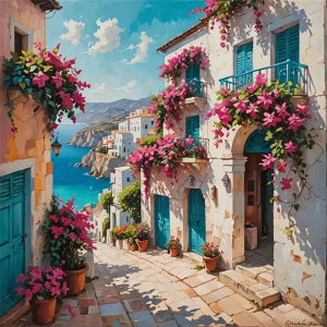 500/1024PCS Jigsaw Puzzle Seaside Town Street Landscape Art For Adults Great Weekend Relaxation And Family Fun
