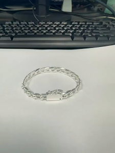 Mens Jewelry Bracelet 925 Silver color 10mm Width 21cm Thick Exquisite Fashion Silver color Bracelet 手链