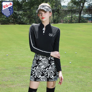 ZG-6 Golf Womens Sportswear Long Sleeve Slimming Top And Skirt Black T-Shirt with Floral Pants for Ladies Fitness Fans