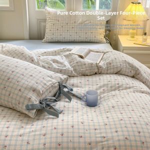 BEIPIN | Cute Cotton Double Gauze 4-Piece Bedding Set