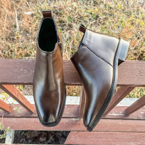 British Style Retro Men’s Zippered Square Toe Casual Boots