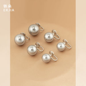 Bông Tai Ngọc Trai Màu Xám Tối Giản Đa Năng Phong Cách Lạnh Không Xuyên Kẹp Nữ Trang Sức Thời Trang Họa Tiết Hình Học Phong Cách Hàn Quốc