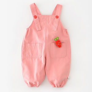 Cotton Overalls Baby Girl Spring Autumn Breathable Lightweight Nine Points Pants Adorable Loose Fit Comfortable Infant Clothes