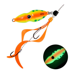 JIGGING PRO | Mồi Câu Jig Kim Loại Phát Sáng JIGGINGPRO Gourd Slider Jig 45g 60g Có Chân Váy Dùng Cho Câu Cá Biển Câu Cá Trên Thuyền Và Câu Cá Biển Bờ Cá Mú Cá Hồng.