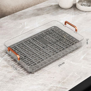 Jiaxun | Double Layer Water Draining Tray Tea Set Stand Rectangular