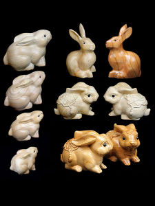 Phong Cách Trung Hoa Mới 15 Năm Gỗ Táo Vật Cung Hoàng Đạo Thỏ Trang Sức Treo Ba Lô Phong Thủy Vật Phẩm Trang Trí Nhà