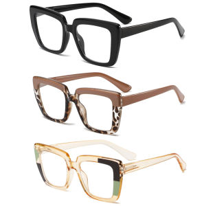 Three Pairs of Stylish and Comfortable Large-Framed Reading Glasses Blue Light Protection Suitable for Both Men and Women