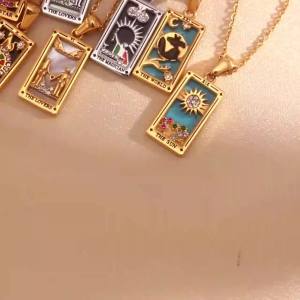 E.B.belle Nữ Thời Trang Dây Thép Không Gỉ Mặt Dây Chuyền Vòng Cổ Tarot Ngôi Sao Mặt Trăng Mặt Trời Những Người Yêu Thiết Kế O-chain Trang Sức