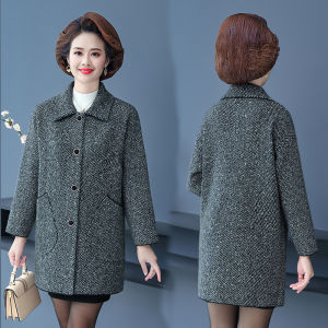 Moms Autumn Clothes Fashionable Windbreaker Outwear Middle-Aged and Elderly Womens Spring Autumn Winter Coat Wide Lady Lapel Fashion Overcoat