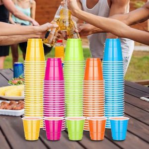 2 ออนซ์แว่นตาพลาสติกทิ้งถ้วยพลาสติก Mini Multicolor ถ้วยสําหรับ BBQ Party Tasteings ตัวอย่าง Picnic Camping