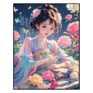KAYOU | DIY Diamond Painting Kit Peony Floral Artwork Pattern Full Drill Rhinestone Mosaic Wall Decor Craft Kit Living Room Decor Gift