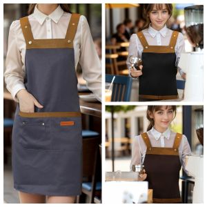 ผ้ากันเปื้อนอเนกประสงค์พร้อมสายรัดและกระเป๋าที่ปรับได้ กันน้ําและกันคราบ สําหรับทําอาหาร อบ และย่าง เหมาะ