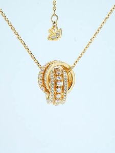 🖤Swarovski🖤ชุดต่อไปสร้อยคอจี้เพชรวงกลมพันกันสีโรสโกลด์ สร้อยคอแฟชั่นผู้หญิงเงินแท้ 925 (XL-MGJS15235481) สร้อยคอคู่รักสไตล์ดีไซน์คลาสสิก ของขวัญพิเศษสำหรับแฟนหรือแฟนของคุณ