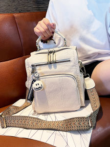 Fashionable Soft Leather Dual Shoulder Bag Womens 2025 New Style Multifunctional Crossbody Bag Retro Casual Womens Bag Trendy