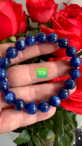 Vòng Tay Chuỗi Nữ Đá Kyanite Xanh Dương Đậm bóng đẹp tự nhiên hay Sapphire nước size hạt 10mm hợp nữ mệnh Thủy mệnh Mộc đeo có 1450k ạ