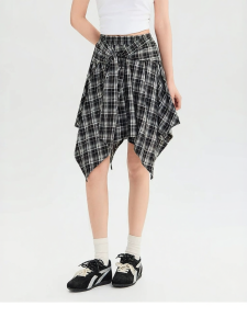 SANFU | Sweet And Spicy Style Adjustable Waist Plaid Fashion Skirt