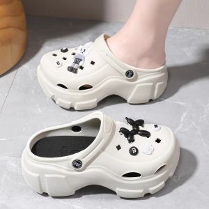 รองเท้าแตะ EVA ทรงหัวเหลี่ยมพื้นหนาสำหรับผู้หญิง รองเท้าแตะชายหาดฤดูร้อน รองเท้าแตะส้นสูง รองเท้าแตะแบบสวมสบายสำหรับผู้หญิง