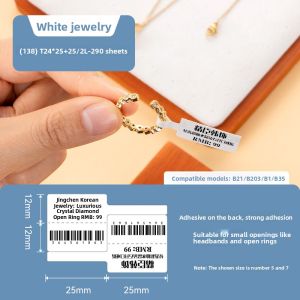 Colorful Thermal Label Paper for Jewelry Eyewear Non-drying Adhesive B Series Jewelry Tag Printer Paper Waterproof Tear-resistant