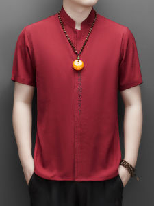 J&FO | Mandarin Collar Short Sleeve Shirt and Pants Set For Summer Occasions