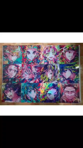 Kimetsu No Yaiba (Demon Slayer) Anime Wall Decor On Sintra Board 8 x 8 inch Holographic Print Flat Type / 2D Type