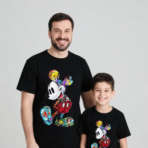 2025 Disney Journey Mickey Mouse Printed T-Shirt For Mom Dad Children Cotton Short Sleeve Family Matching Clothing Casual Top