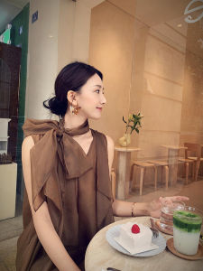 Pure Desire Spicy Girl Irregular Tie Waist Sleeveless Shirt Women Summer Atmosphere Slimming Top Fashionable Belted Design