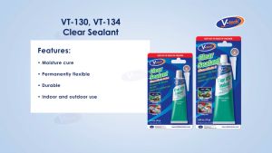 V-Tech RTV Sealant Clear VT130 75gm Silicone Seal Glaze Repair Glass Metal Fabric Vinyl Plastic Tampal Gelas Besi