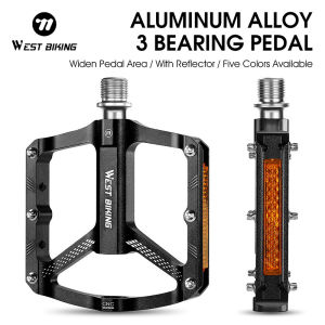 WEST BIKING Mountain Bike Bicycle Pedals 3 Bearing Profile Aluminium Hollow Non-Slip Bike Pedal Ultralight MTB Mountain Bike Pedal