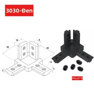 Đầu Nối Góc Vuông 3 Chiều Khớp Nối Góc 3 Chiều Bằng Nhôm Đúc Đầu Nối Góc Đa Năng Dùng Cho Gia Công Kim Loại