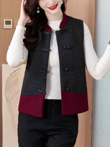 Thickened Floral Embroidery down Cotton Vest Womens Autumn Winter Fashionable Quilted Jacket with Button Fastening by Piafa