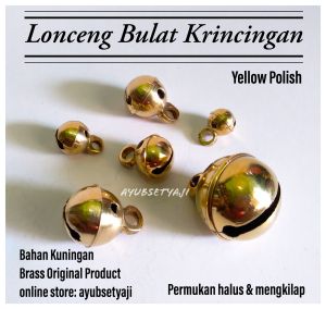 Krincing Kuningan no3 ( D2.4cm x 3.2cm ) klintingan 03 Bandul Lonceng Barong Bulat Bel klinting Gowok mini termini krincingan jaranan jathilan mainan kucing anjing