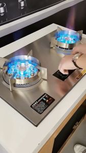 ✨✨EDWARD Timing Double Burner Gas Stove Desktop Embedded Liquefied Gas Cooker Household Kitchen Cooktop 定时燃气灶
