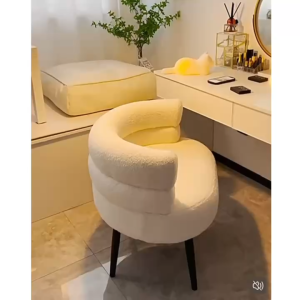 AI Home💕โซฟามินิมอล เก้าอี้แต่งหน้า ผ้าขนแกะ นุ่มสบาย ตกแต่งห้อง คาเฟ่ เบาะกว้างหนานุ่ม