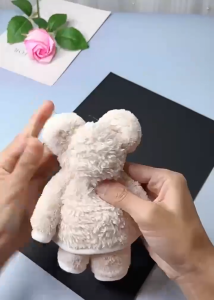 【Local delivery】5PCS-Teddy Bear Folded Towel Hand Towel Cotton Face Towel with Free Mesh Bag GIFT