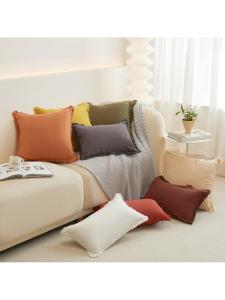 Fringed Edges Washed Cotton Pillow Cover