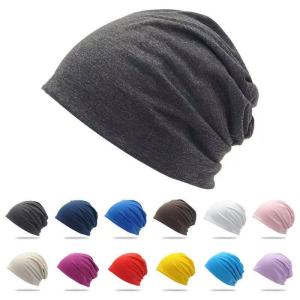 Solid Color Pullover Cap Thin Knit Design Fashionable Simple and Casual