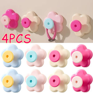 4PCS Flower Suction Cup Hooks No Drill Adhesive Wall Hangers for Bathroom & Kitchen Colorful Towel Key Organizer Cute Home Decor