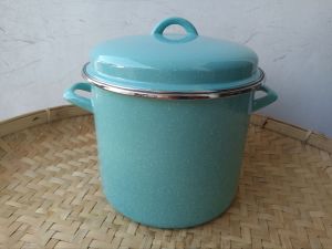 Panci Stock Pot Toska Bintik Sedang 12Qt 10 Liter 26 cm Tutup Enamel