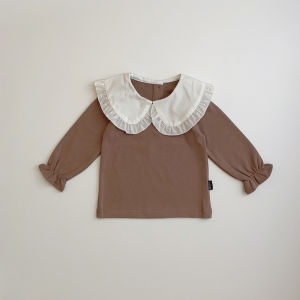 Cotton Baby Girl T-shirt Collar Base Shirt Pure Cotton Spring Autumn Wear for 6-12 Months Old Girls Baby Clothes Korean Style