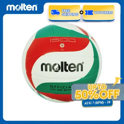 Molten V5M1500 Tricolor Volleyball Size 5 with 18 Panel Design and Synthetic Leather Cover (White/Red/Green)