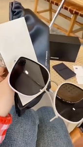 AI-C658 Kacamata Wanita Korean Import Kacamata Fashion Kacamata Hitam Titanium Sunglasses Round Retro Logam Bingkai