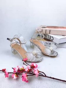 Giày sandal nữ cao gót trong 5p quai trong kết nơ đính đá dây mảnh xoàn quấn cổ chân - SD104