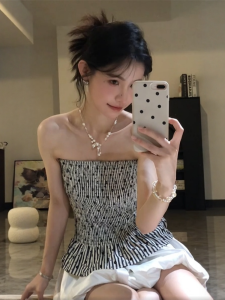 VKSOD | French Vintage Ruffle Crop Top Vest Women Summer Fashion Slimming White Puff Skirt Two-Piece Set Floral Print Halter Neckline