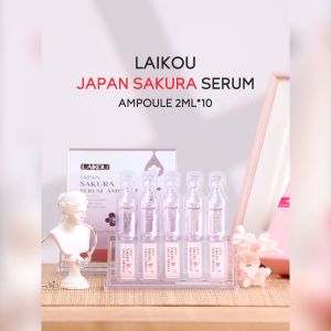 LAIKOU Japan Sakura Serum Ampoule Intensive Hydrating Smooth Wrinkles Reveal Radiant Disposable 2ml*10